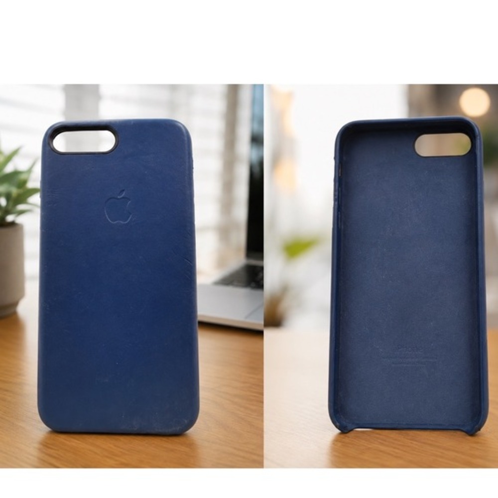 Apple iPhone 7 Plus 8 Plus Leather Case Midnight Blue Genuine Leather Vintage 33